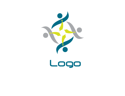 four abstract persons with tie logo