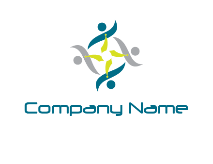 four abstract persons with tie logo