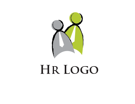 two abstract persons with tie logo