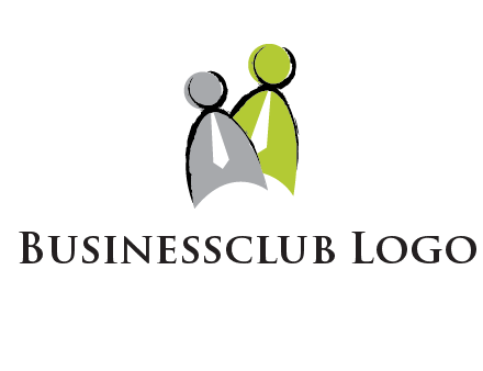 two abstract persons with tie logo