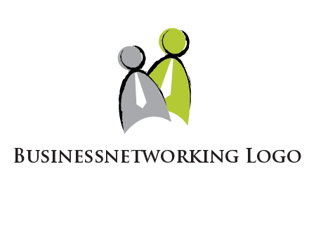 two abstract persons with tie logo