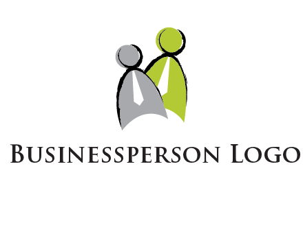 two abstract persons with tie logo