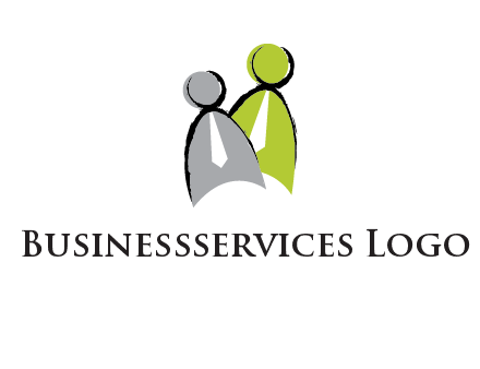 two abstract persons with tie logo