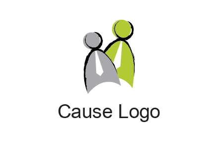 two abstract persons with tie logo