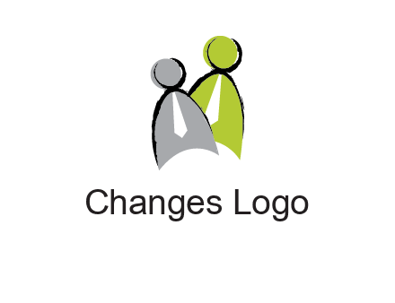 two abstract persons with tie logo
