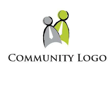 two abstract persons with tie logo