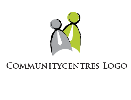 two abstract persons with tie logo