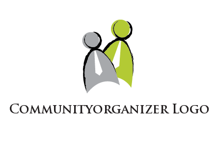 two abstract persons with tie logo