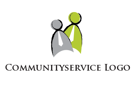 two abstract persons with tie logo
