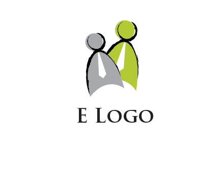 two abstract persons with tie logo