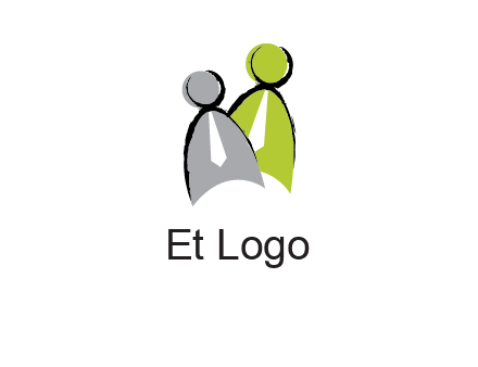 two abstract persons with tie logo