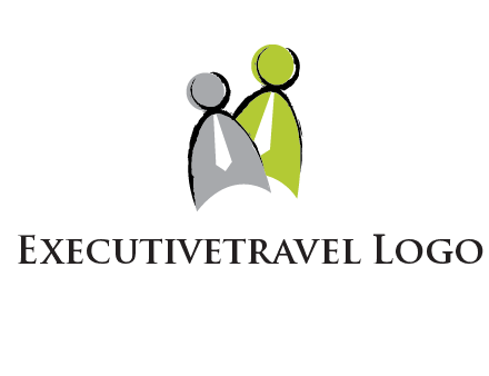 two abstract persons with tie logo