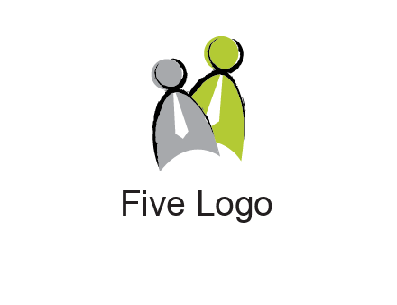 two abstract persons with tie logo