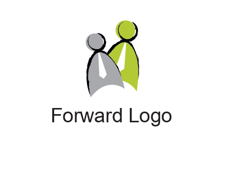 two abstract persons with tie logo