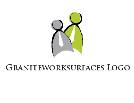 two abstract persons with tie logo