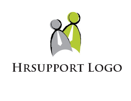 two abstract persons with tie logo