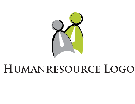 two abstract persons with tie logo