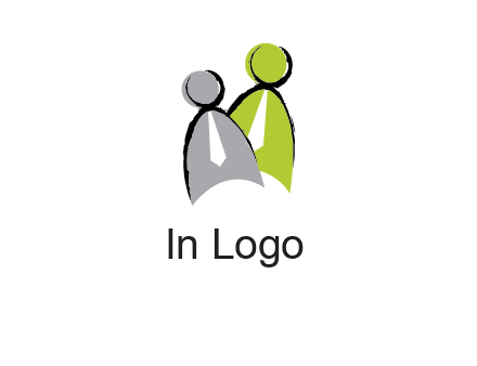 two abstract persons with tie logo