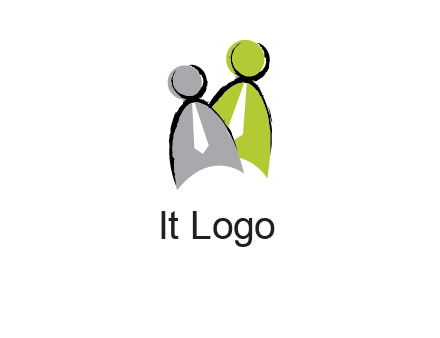 two abstract persons with tie logo