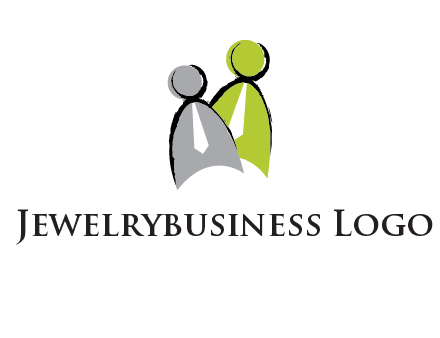 two abstract persons with tie logo