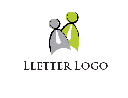 two abstract persons with tie logo