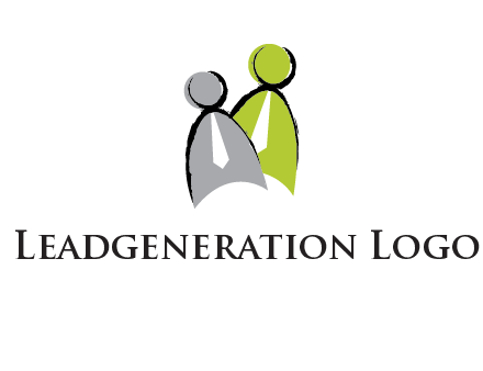 two abstract persons with tie logo