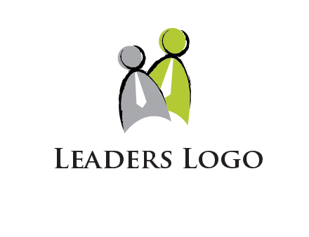 two abstract persons with tie logo