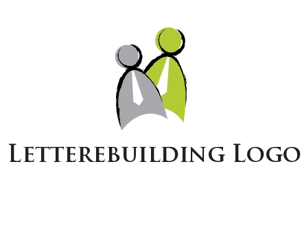 two abstract persons with tie logo
