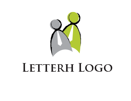 two abstract persons with tie logo