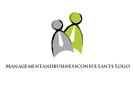 two abstract persons with tie logo