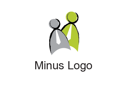 two abstract persons with tie logo