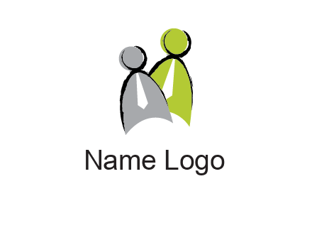 two abstract persons with tie logo