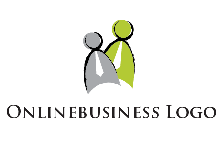 two abstract persons with tie logo