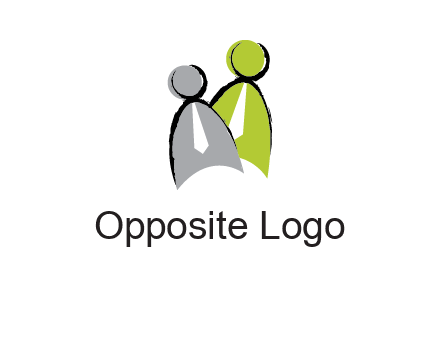two abstract persons with tie logo