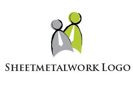 two abstract persons with tie logo