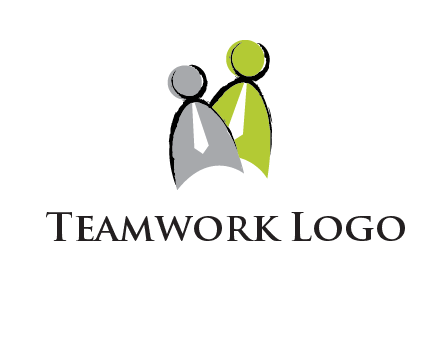 two abstract persons with tie logo