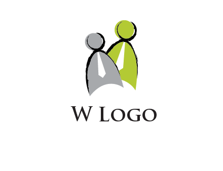 two abstract persons with tie logo