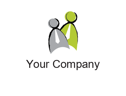 two abstract persons with tie logo