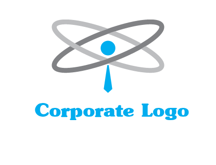 abstract person incorporated with orbit and tie logo