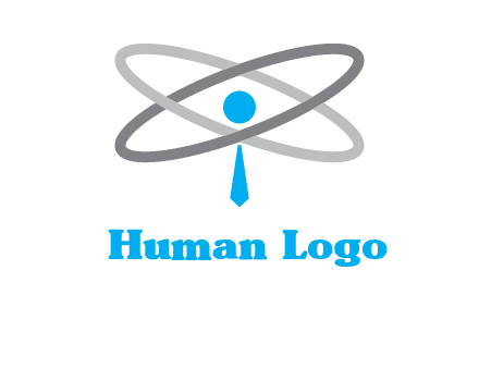 abstract person incorporated with orbit and tie logo