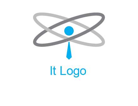 abstract person incorporated with orbit and tie logo