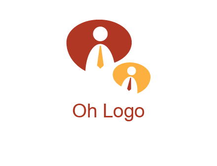 abstract person inside the speech bubble with tie logo