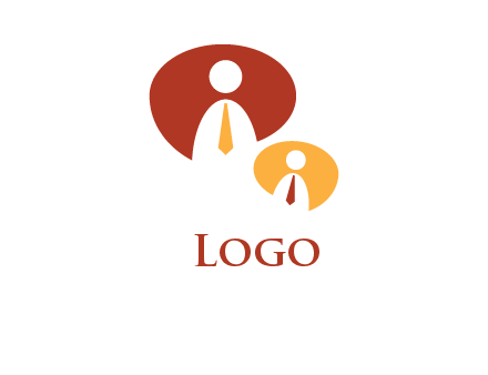 abstract person inside the speech bubble with tie logo