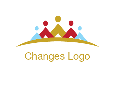mountains made of abstract people logo