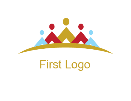 mountains made of abstract people logo