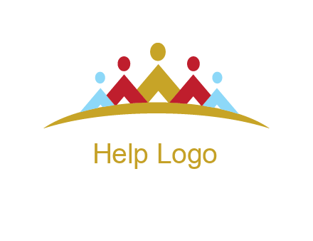 mountains made of abstract people logo