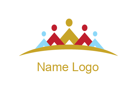 mountains made of abstract people logo