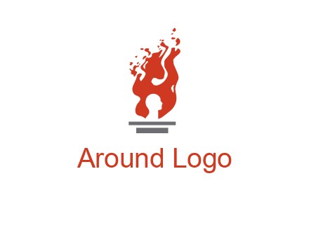 person face inside fire icon