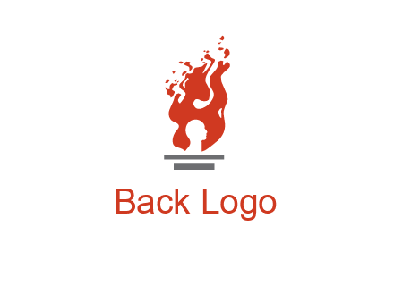 person face inside fire icon