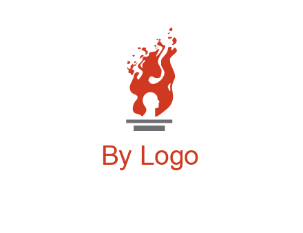 person face inside fire icon